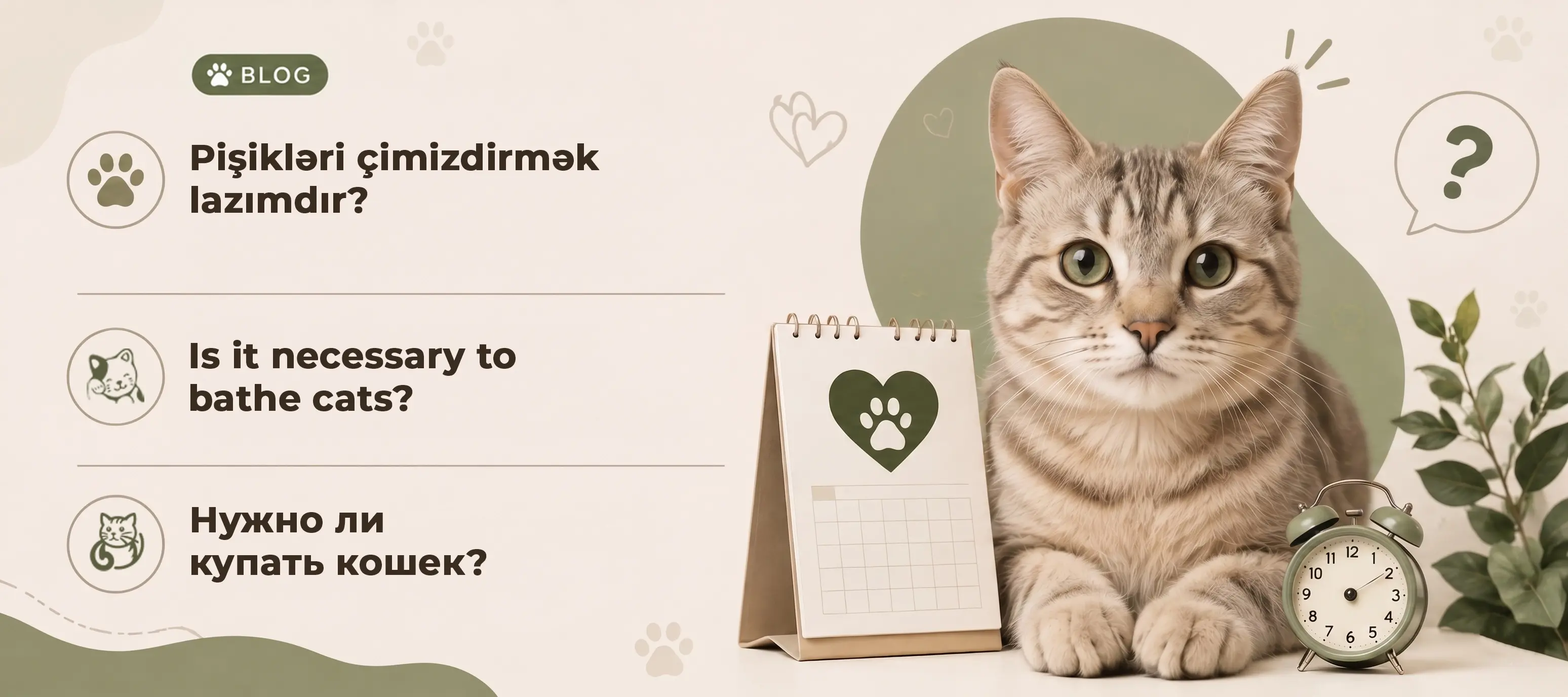 Pişikləri çimizdirmək lazımdır?