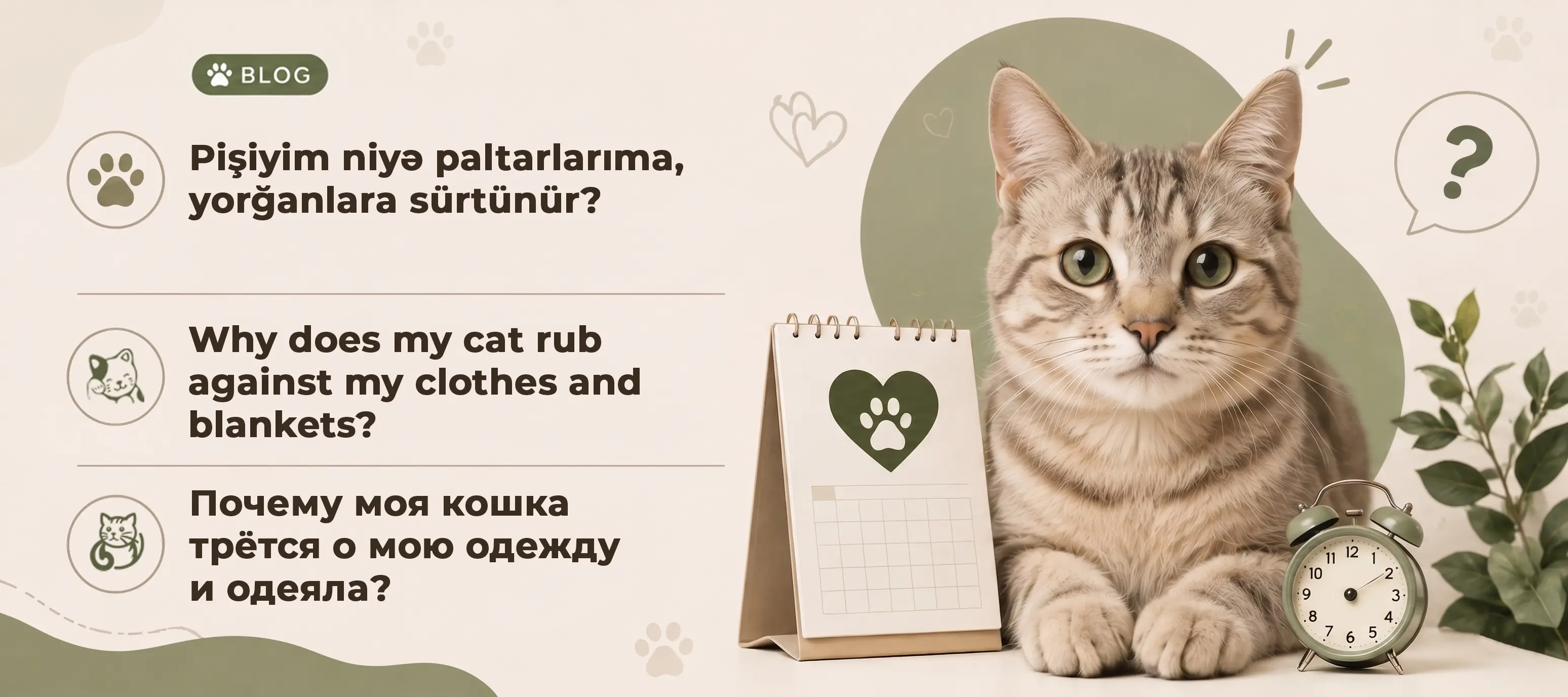 Pişiyim niyə paltarlarıma, yorğanlara sürtünür?