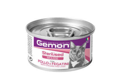 Gemon Kısırlaşdırılmış Yetkin Pişiklər üçün Toyuq ətli və Qaraciyərli Mousse, 85 qr - GEMON