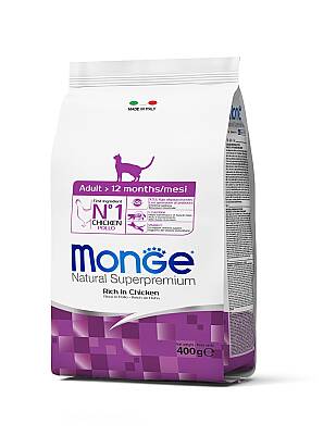 Monge Adult Cat Food with Chicken / Yetkin Pişiklər üçün Toyuq Ətli Yem, 400 qr - MONGE