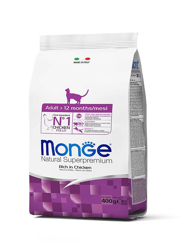 Monge Adult Cat Food with Chicken / Yetkin Pişiklər üçün Toyuq Ətli Yem, 400 qr - 1