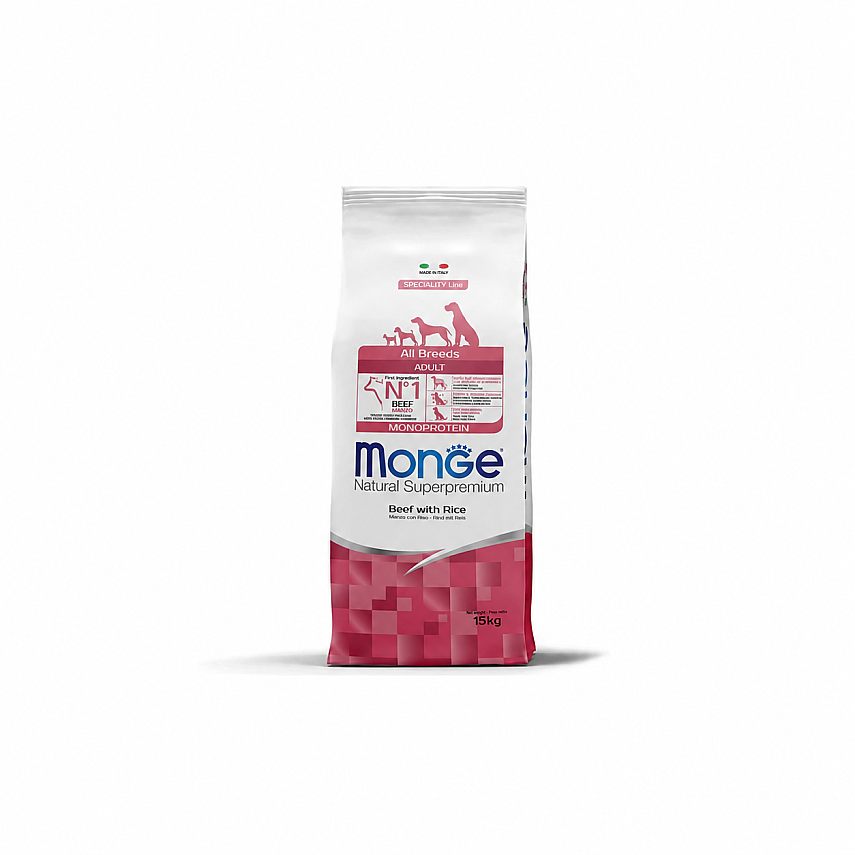 Monge All Breeds Adult Monoprotein Mal Ətli və Düyülü İt Yemi, 1 kq - 1