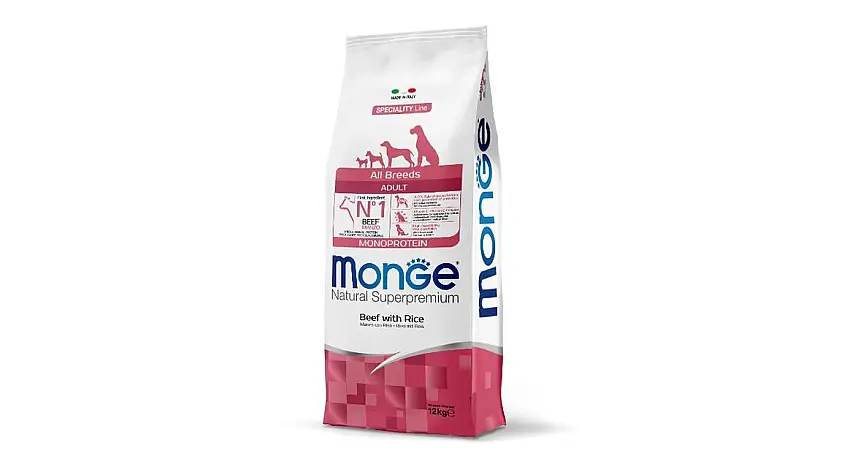 Monge All Breeds Adult Monoprotein Mal Ətli və Düyülü İt Yemi 12 kq - 1