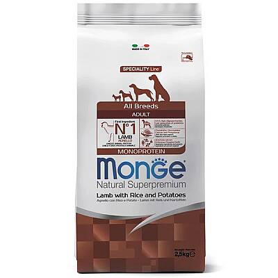 Monge All Breeds Adult Monoprotein Quzu Ətli, Düyülü və Kartoflu İt Yemi , 2.5 kq - MONGE