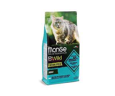 Monge BWild Adult Cat Cod with Potatoes & Lentils / Yetkin Pişiklər üçün Treska Balığı, Kartof və Mərciməkli Dənəsiz Quru Yem 1,5 kq - MONGE