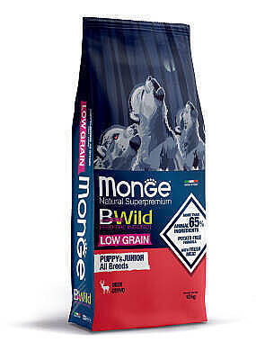 Monge BWild All Breeds Puppy and Junior Deer Cervo / Bala və Gənc İtlər üçün Maral Ətli Yem 1 kq - MONGE