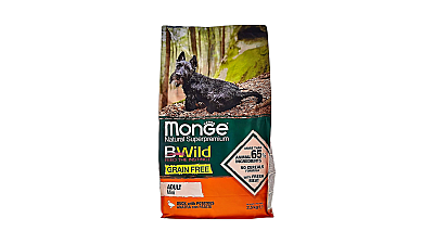 Monge BWild Grain Free Mini Adult Duck with Potatoes / Yetkin kiçik cins itlər üçün Ördək ətli və Kartoflu, Taxılsız yem 2.5 kq - MONGE