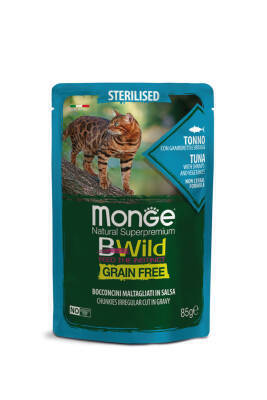Monge Bwild Kısırlaşdırılmış (Steril) Pişiklər üçün Tuna Balığlı Yaş yem, 85 qr - MONGE