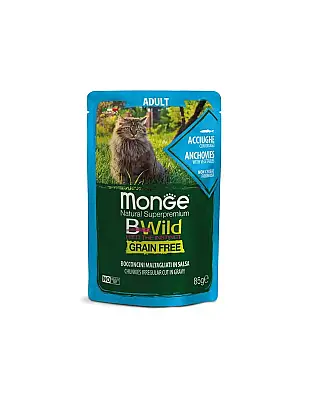 Monge Bwild Yetkin Pişiklər üçün Ançouslu Yaş yem, 85 qr - MONGE