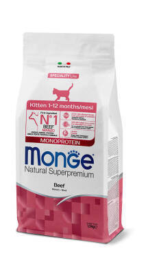 Monge Cat Food Kitten Beef / Bala Pişiklər üçün Mal Ətli yem , 1.5 kq - MONGE