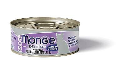 Monge Delicate Toyuq ətli, Omlet və Ançouslu Pişik Yeməyi, 80 qr - MONGE