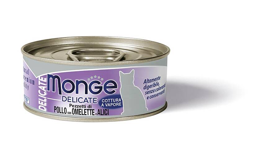 Monge Delicate Toyuq ətli, Omlet və Ançouslu Pişik Yeməyi, 80 qr - 1
