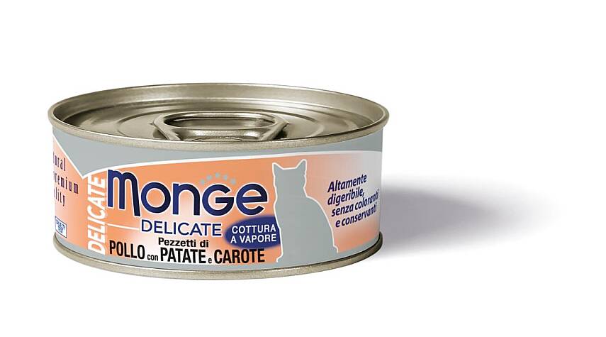 Monge Delicate Toyuq ətli, Yerkökülü və Kartoflu Pişik Yeməyi , 80 qr - 1