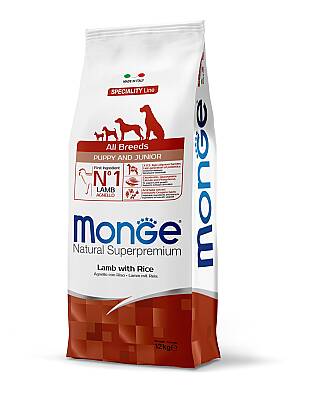 Monge Dog Food All Breeds Puppy Lamb and Rice 15 kg / Bütün cins bala itlər üçün Quzu ətli və Düyülü yem 1 kq - MONGE