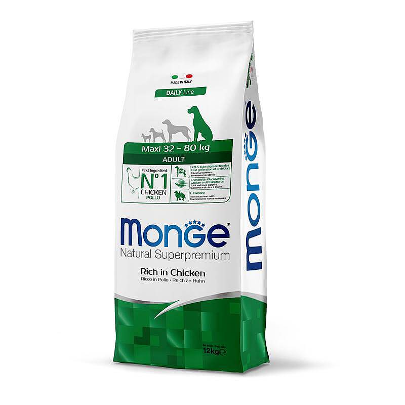 Monge Dog Food Natural Maxi Adult Chicken / Yetkin Böyük Cins İtlər üçün Toyuq Ətli Yem 15 kq - 1