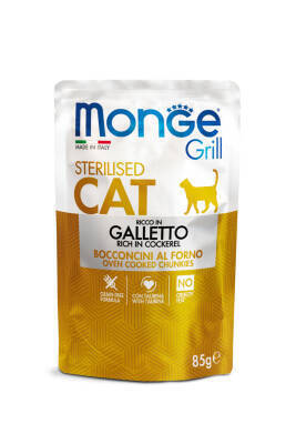 Monge Grill Kısırlaşdırılmış (Sterilizə) Pişiklər üçün Toyuq Ətli Yaş Yem, 85 qr - MONGE