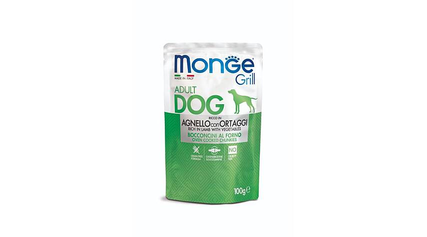 Monge Grill Yetkin İtlər üçün Quzu Ətli və Tərəvəzli Yaş Yem, 100 qr - 1
