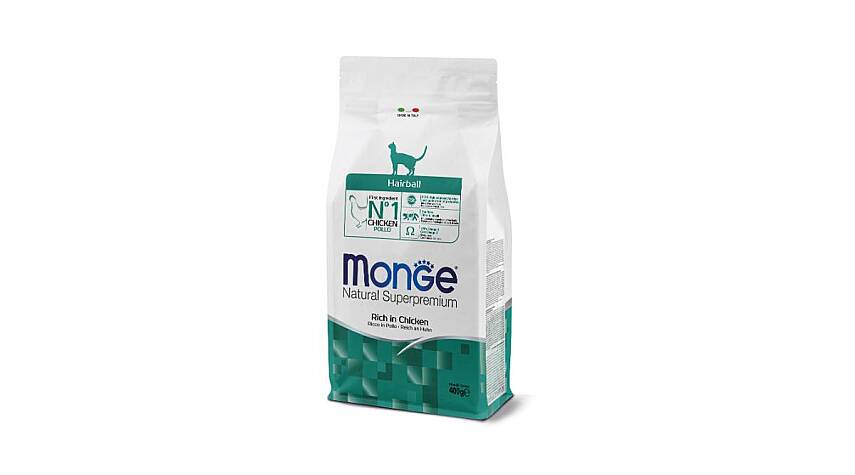 Monge Hairball Pişiklər üçün tüklərin həzm olunmasına kömək edən yem 400 qr - 1