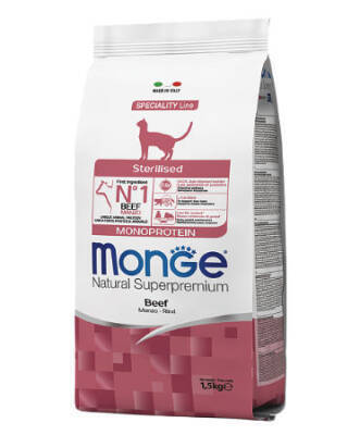Monge Kısırlaşdırılımış (Sterilised) Pişiklər üçün Mal Ətli yem 1.5 kq - MONGE