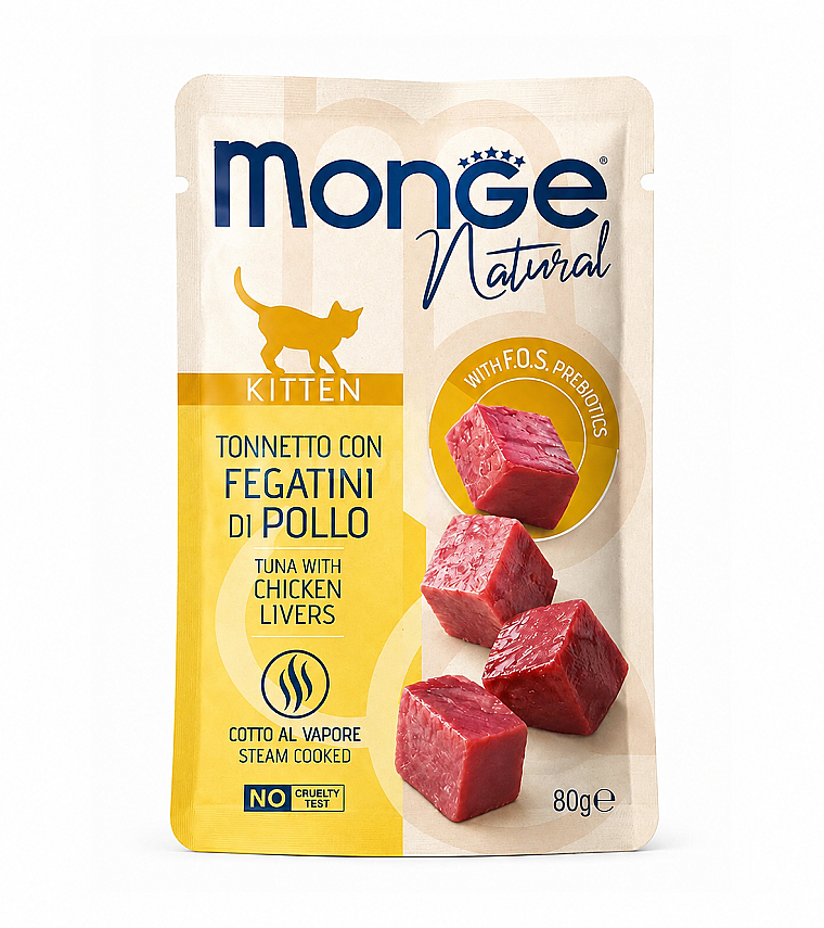Monge Natural Bala Pişiklər üçün Tuna Balığı və Toyuq Qaraciyərli yem, 80qr - 1