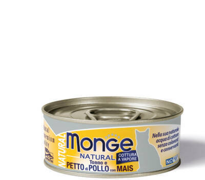 Monge Natural Tuna, Toyuq və Qarğıdalılı Pişik Yeməyi, 80 qr - 1
