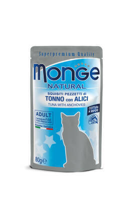 Monge Natural Tuna və Anchovies Ətli Jelly sousunda Pişik Yeməyi, 80 qr - MONGE