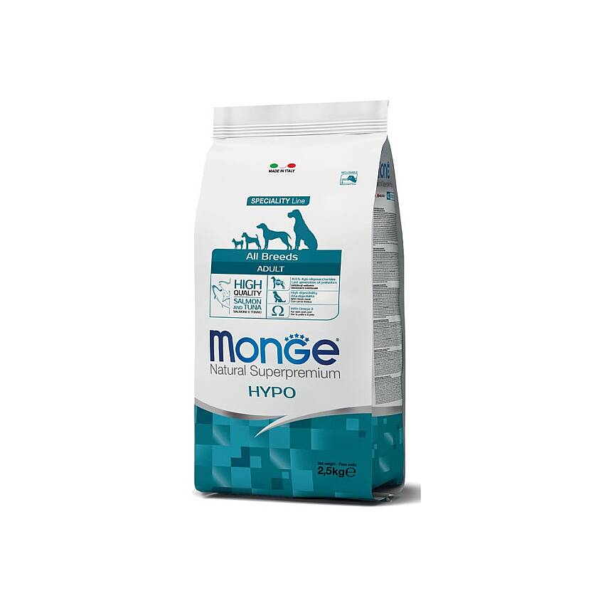 Monge Speciality Hypoallergenic Qızılbalıq və Tuna Ətli Yetkin İtlər üçün Quru Yem , 2.5 kq - 1