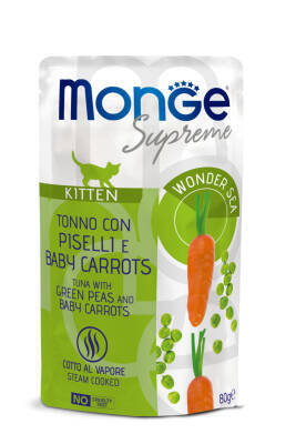 Monge Supreme Bala Pişiklər üçün Tuna, Noxud və Yerkökülü 80 qr - MONGE