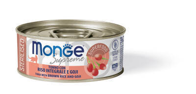 Monge Supreme Kısırlaşdırılmış (Sterilizə Olunmuş) Pişiklər üçün Tuna, Düyü və Qoji Giləmeyvəli Yem, 80 qr - MONGE