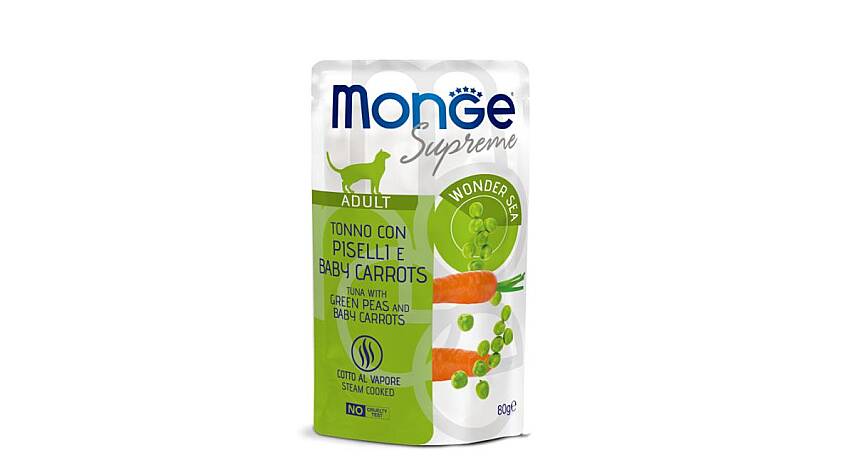 Monge Supreme Yetkin Pişiklər üçün Tuna, Noxud və Yerkökülü 80 qr - 1