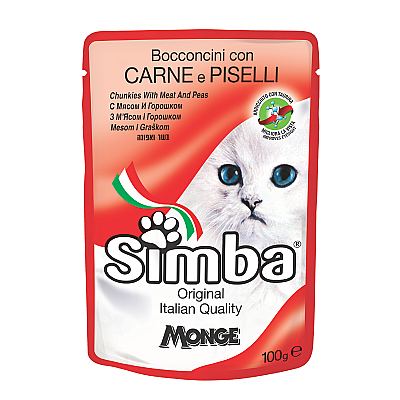 Simba Pişik üçün Mal ətli və Noxud ilə Tikəciklər, 100 qr - SIMBA
