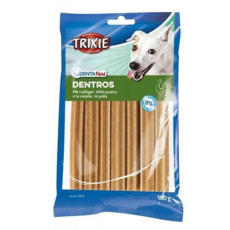 Trixie İtlər üçün Toyuqlu Denta Fun Dentros Diş Təmizləyən Çeynəmə Çubuqları (180 q, 7 ədəd) - 1