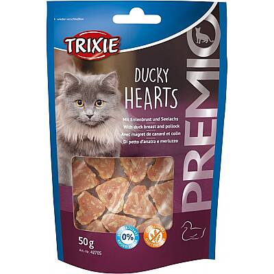 Trixie Pişiklər üçün Premio Ördək Döş Əti və Alyaska Mintayı ilə Ürək Formalı Mükafat 50 qr - TRIXIE