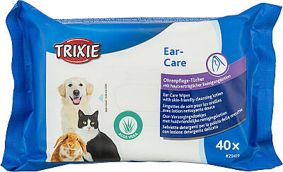 Trixie Qulaq Baxımı üçün Nəm Salfetlər İtlər, Pişiklər və Kiçik Heyvanlar üçün 40 ədəd - TRIXIE
